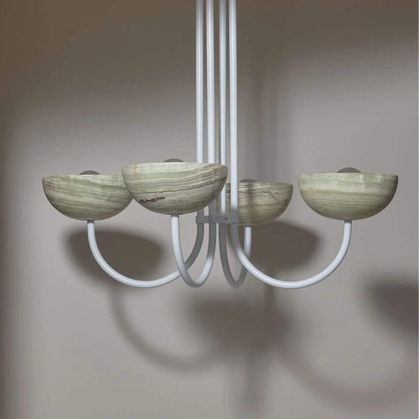 Aurelia Chandelier Quad Small Jade Onyx & White Satin